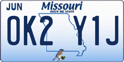 MO license plate OK2Y1J
