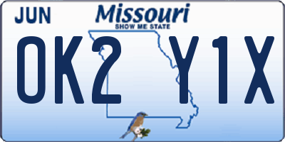 MO license plate OK2Y1X