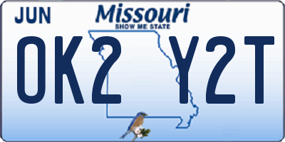 MO license plate OK2Y2T
