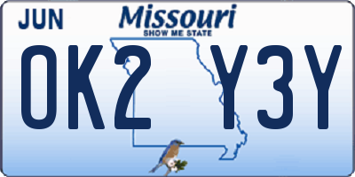 MO license plate OK2Y3Y