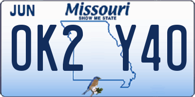 MO license plate OK2Y4O