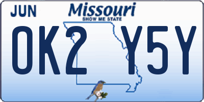 MO license plate OK2Y5Y
