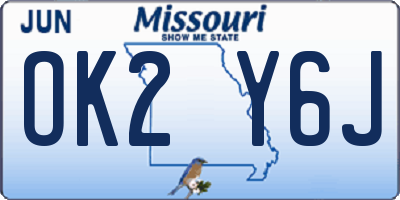 MO license plate OK2Y6J
