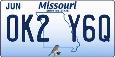 MO license plate OK2Y6Q