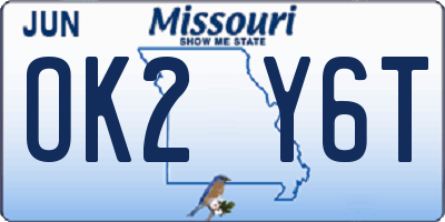 MO license plate OK2Y6T