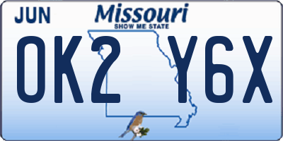 MO license plate OK2Y6X
