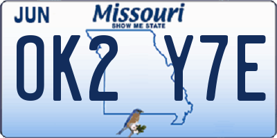 MO license plate OK2Y7E