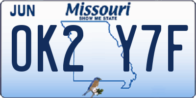 MO license plate OK2Y7F