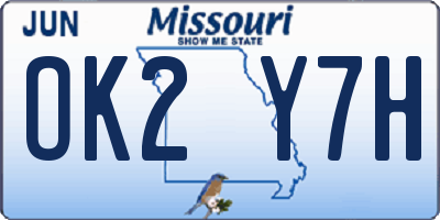 MO license plate OK2Y7H