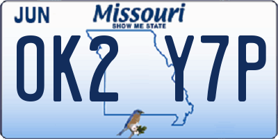 MO license plate OK2Y7P
