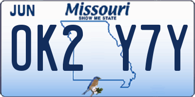 MO license plate OK2Y7Y