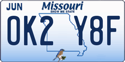 MO license plate OK2Y8F