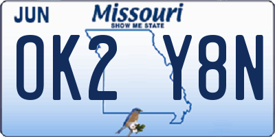 MO license plate OK2Y8N