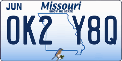 MO license plate OK2Y8Q