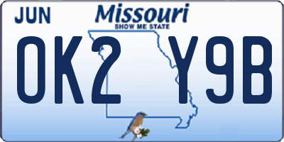 MO license plate OK2Y9B