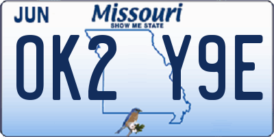 MO license plate OK2Y9E