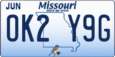 MO license plate OK2Y9G