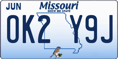 MO license plate OK2Y9J