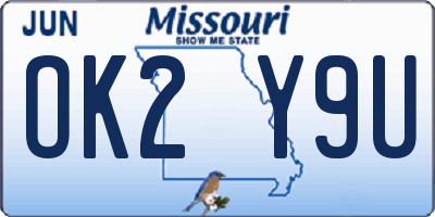 MO license plate OK2Y9U