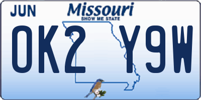 MO license plate OK2Y9W