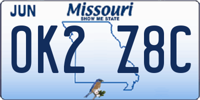 MO license plate OK2Z8C