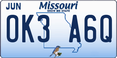 MO license plate OK3A6Q