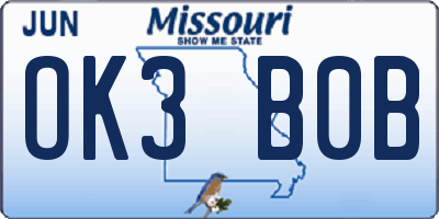MO license plate OK3B0B