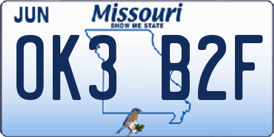 MO license plate OK3B2F
