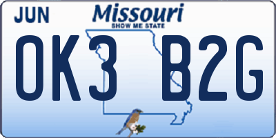 MO license plate OK3B2G