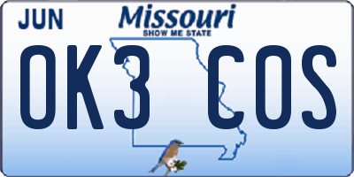 MO license plate OK3C0S