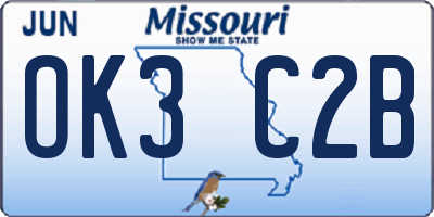 MO license plate OK3C2B