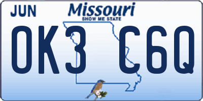 MO license plate OK3C6Q