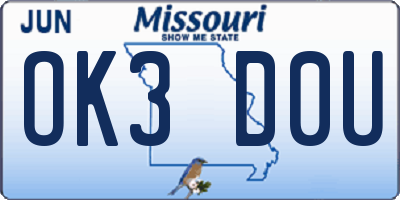 MO license plate OK3D0U