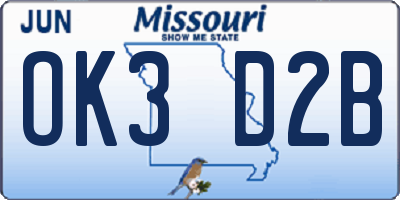 MO license plate OK3D2B