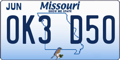 MO license plate OK3D5O