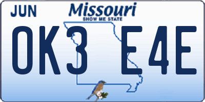 MO license plate OK3E4E