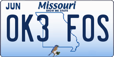 MO license plate OK3F0S
