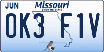 MO license plate OK3F1V