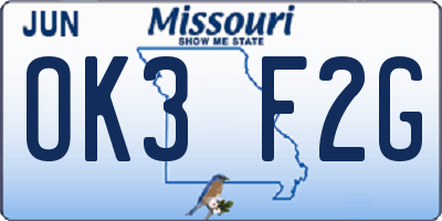 MO license plate OK3F2G