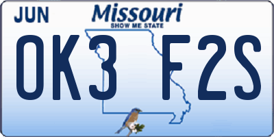 MO license plate OK3F2S