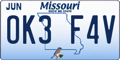 MO license plate OK3F4V