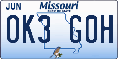 MO license plate OK3G0H