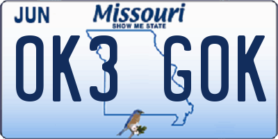 MO license plate OK3G0K