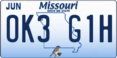 MO license plate OK3G1H