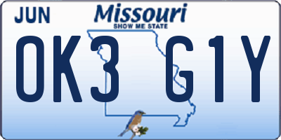 MO license plate OK3G1Y