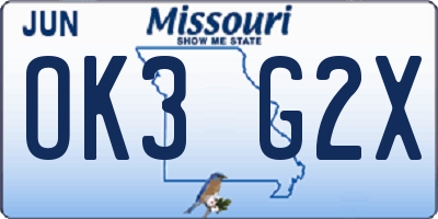 MO license plate OK3G2X