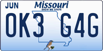 MO license plate OK3G4G