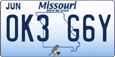 MO license plate OK3G6Y