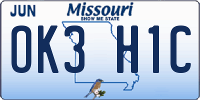 MO license plate OK3H1C