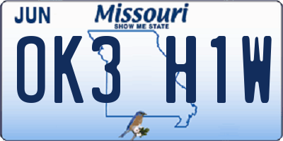 MO license plate OK3H1W